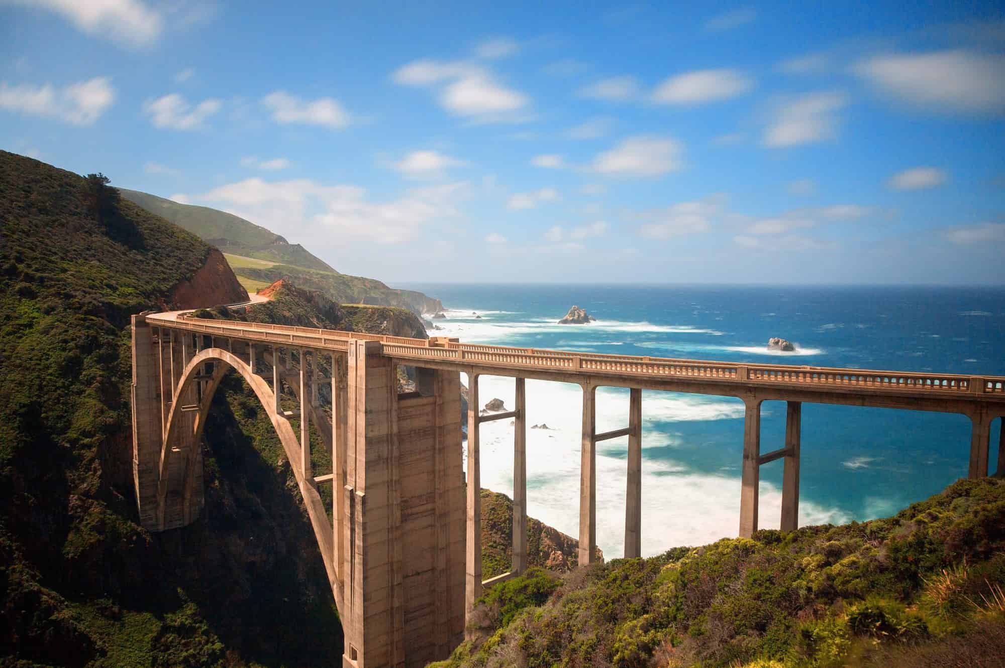 Ocean drive - tall bridge connecting a canyon