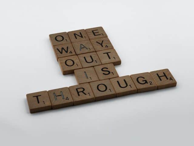scrabble one way out is through